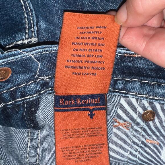 Mid Rise Rock Revival Jeans Gloria Boot Cut Size 30 Style E8446BL Sequin Studded - Picture 15 of 15